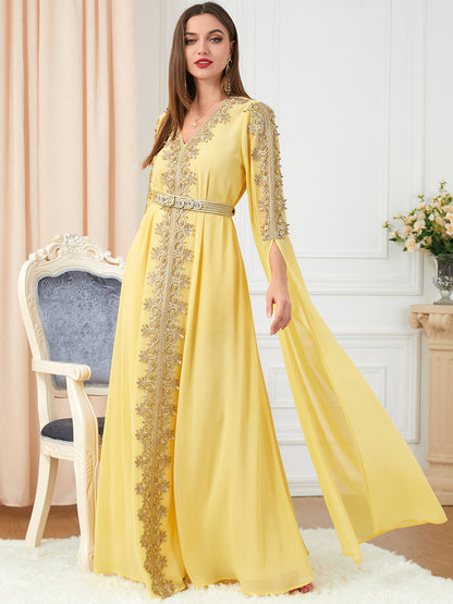 Eid Marokko Party Kleid Muslimische Frauen Abaya Kleider Langarm Abayas Dubai Türkei Islam Kaftan Robe Longue Vestidos Largos 2025.