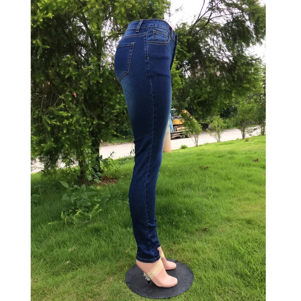 Women Jeans Wash Denim pant Sheath Ankle Length Pencil Pants Skinny Hot High Waist Slim Casual Basics Solid 2025 Button Pockets.