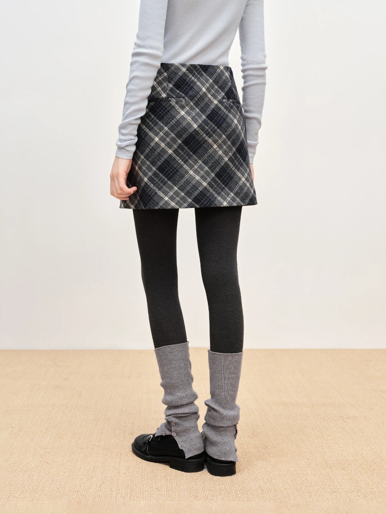 FSLE Autumn Party Skirt High Waist Retro Plaid Knit WoolShort Skirt For Women 2025 Fall Winter New Arrival Y2K Mini A-line Skirt.