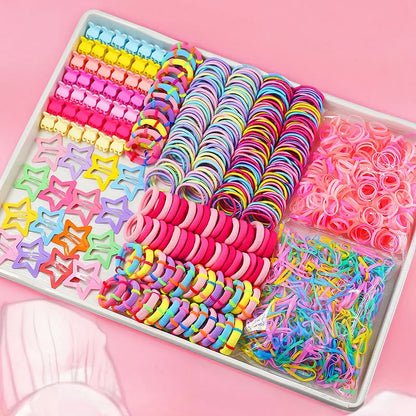 1800PCS Girl Hair Accessories Set Glamour Dainty Hairpins Girl Elastic Hair Bands Hairpins Flower Hair Claws Hair Ties A1314.
