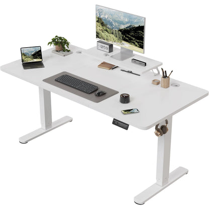 Devoko Höhenverstellbarer Schreibtisch Elektrisch 160×70cm mit Monitorständer,Ergonomisches Sitz-Stehpult (Weiß)