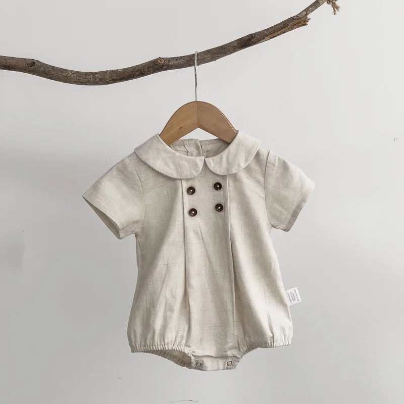 Sommer Kleinkind Kinder Streifen Body Jungen Lose Turndown Kragen Overall Mädchen Baby Dünne Crawlwear Onesie Kleidung Ein Stück.