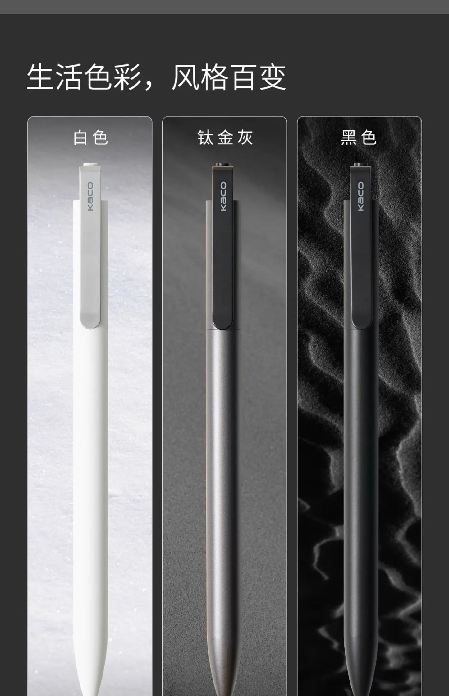 KACO Gelschreiber, Press-Signaturstift, Schreibwaren, Metall-Stiftclip, 0,5 mm, schwarze Tinte, schnell trocknend, großes Fassungsvermögen, 800 m, glattes Schreiben.