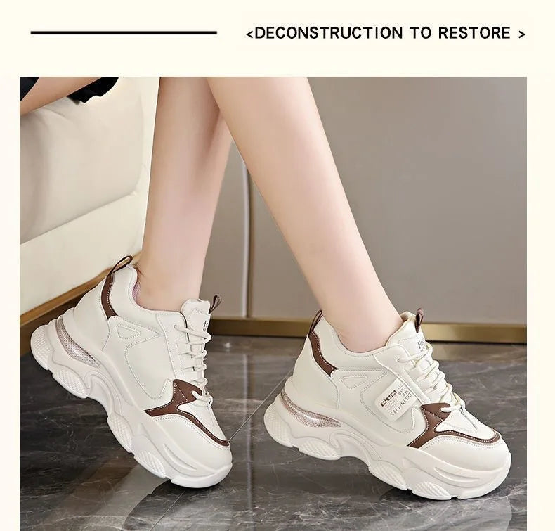 Women Thick Bottom Ultra-light Sneakers New Spring Autumn White Sports Shoes Casual Woman Comfort Breathable Running Shoes.