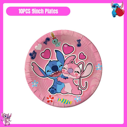 Disney Lilo und Stitch Party Dekoration Geschirr rosa Stitch alles Gute zum Geburtstag Party Thema liefert Ballon Hintergrund Tasse Teller