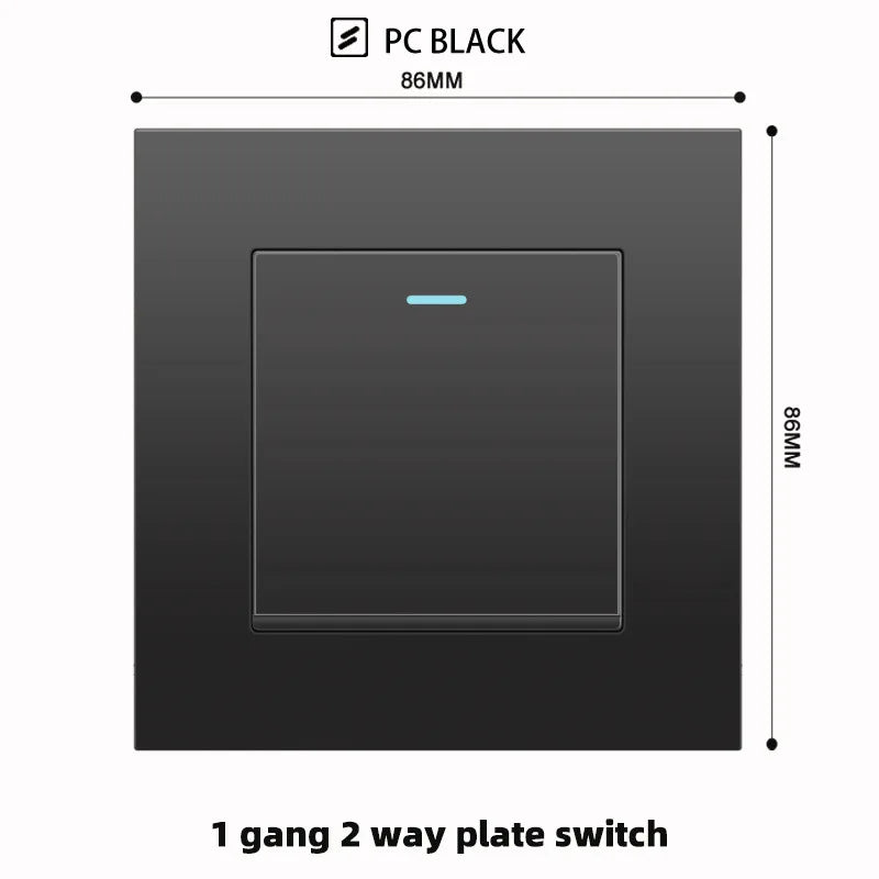 Schwarze UK 13A Wandsteckdose mit USB Typ C 18W Schnelllade-Steckdose, Wandsteckdose mit USB-Ladegerät, Schalter mit Steckdose