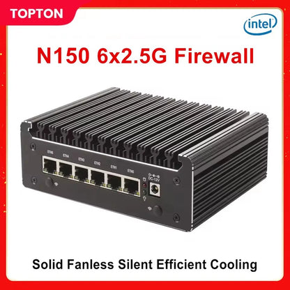 Intel N150 7505 6305 6 Lans i226-V 2.5G Firewall Soft Router DDR4 NVMe 1*COM Type-C pfSense OPNsense Fanless Mini PC Computer.