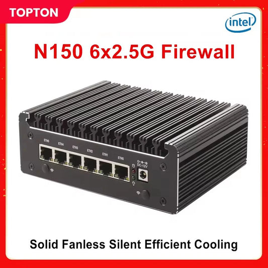Intel N150 7505 6305 6 Lans i226-V 2.5G Firewall Soft Router DDR4 NVMe 1*COM Type-C pfSense OPNsense Fanless Mini PC Computer.
