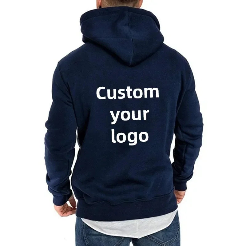 Customized hooded shirt for men and women, featuring photos and logos of your design. High end gifts in EU sizes.
