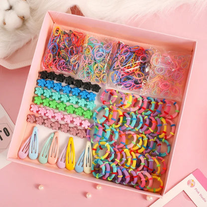 270/565/870Pcs Hair Accessories Set Girls Colorful Rubber Band Cute Flower Hairpins Children Headband Barrettes Kids Accessories.