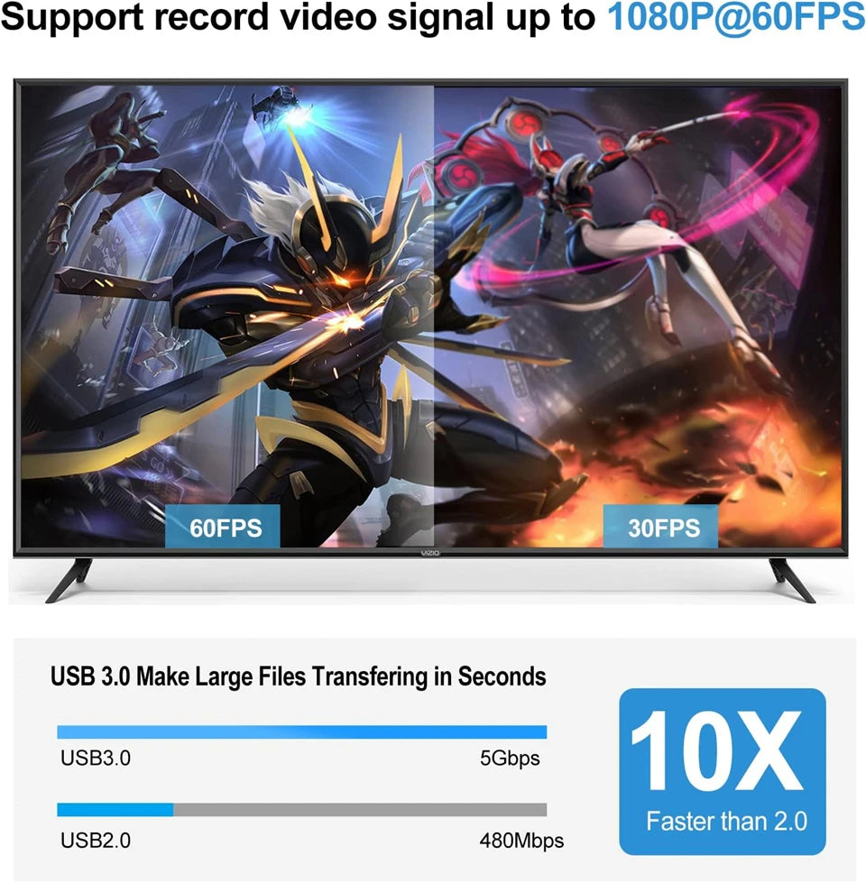 4K USB 3.0 Video Capture Card HDMI Bypass HDCP 1080P 60Hz HD Video Recorder Grabber For PS5 OBS Game Recording Live Streaming.