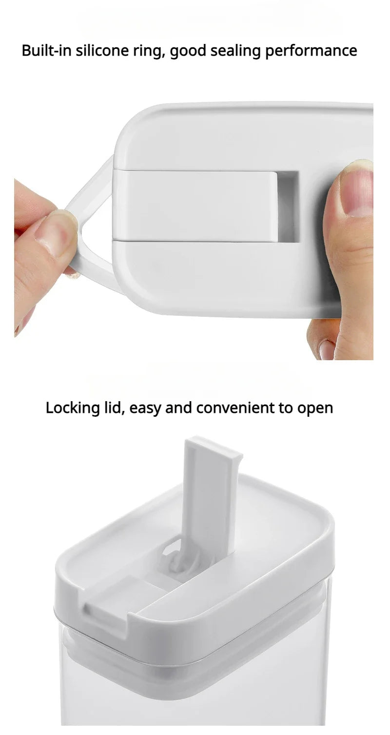 Kitchen Plastic Container Organizer Moisture-Proof Sealed Tank Square Transparent Grain Storage Jar Dried Fruit Snack Box Cans.