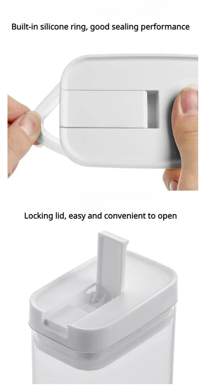 Moisture-Proof Sealed Tank Square Transparent Grain Storage Jar Dried Fruit Snack Box Cans Kitchen Plastic Container Organizer.