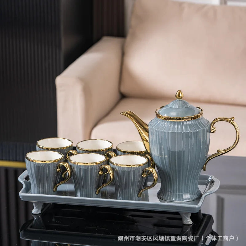 New high-value European ceramic coffee set, color glaze, high-end Phnom Penh coffee cup saucer, afternoon tea set
