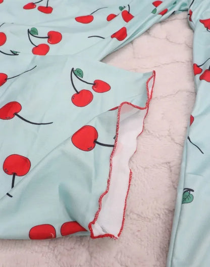 Y2K Coquette Cherry Print Pyjama Set Damen Cami Crop Top Hosen Zweiteilige Nachtwäsche Loungewear Sommer Frühling Herbst Outfits