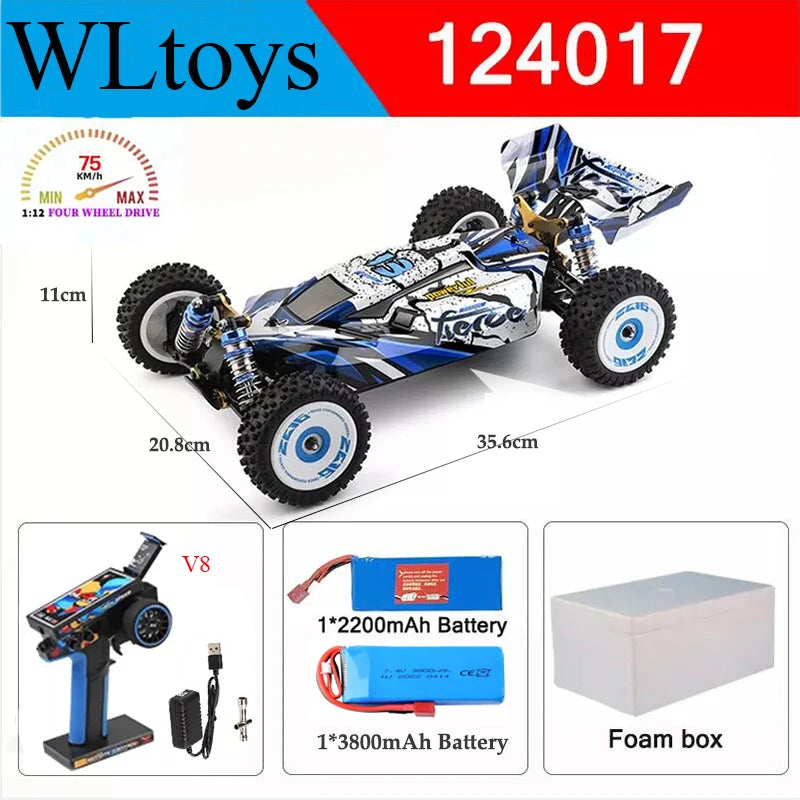 Wltoys New 124017-V8 1/12 2.4G Racing RC Cars 4WD Brushless Motor 75Km/H High Speed Remote Control Off-road Drift Toys For Aduit