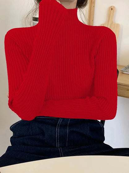 2026 chic Herbst winter Pullover Pullover Frauen Langarm casual rollkragen warme grundlegende Pullover stricken Jumper top