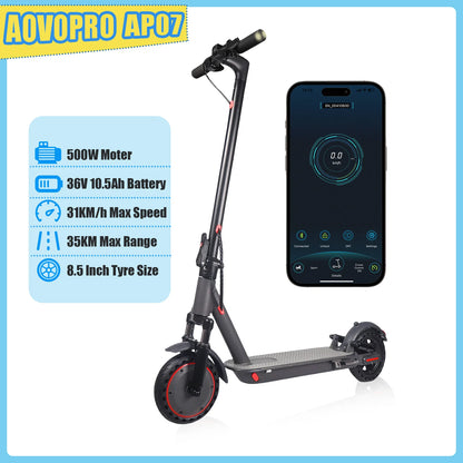 AOVOPRO AP07 Electric Scooter 600W Instantaneous Maximum Power 31KM/H 36V10.5Ah 35KM with Turn Signal Shock Absorption EScooter