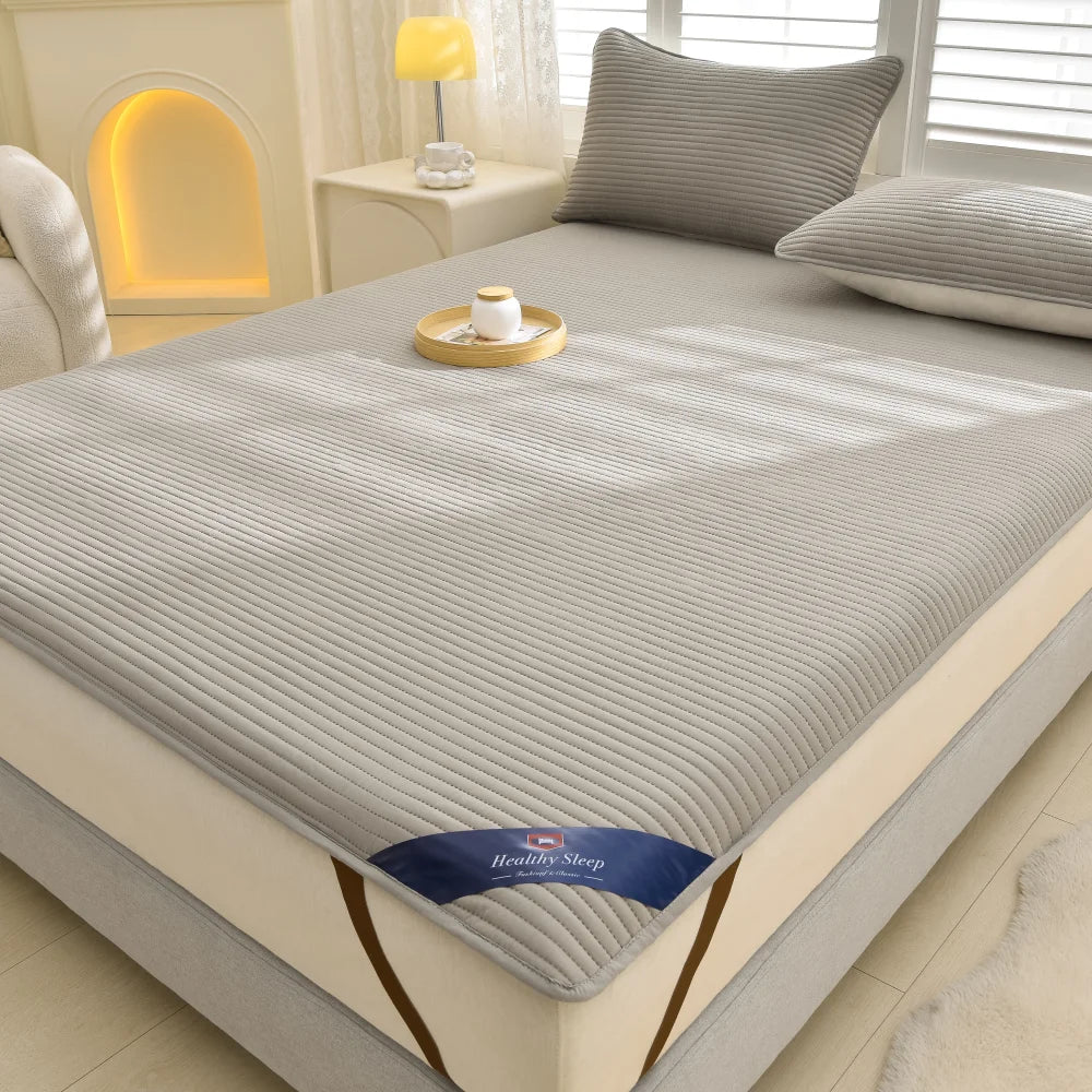 1pc Striped Waterproof Mattress Protector, Comfortable Mattress Cover, Soft and Breathable  for Single/Double Beds.
