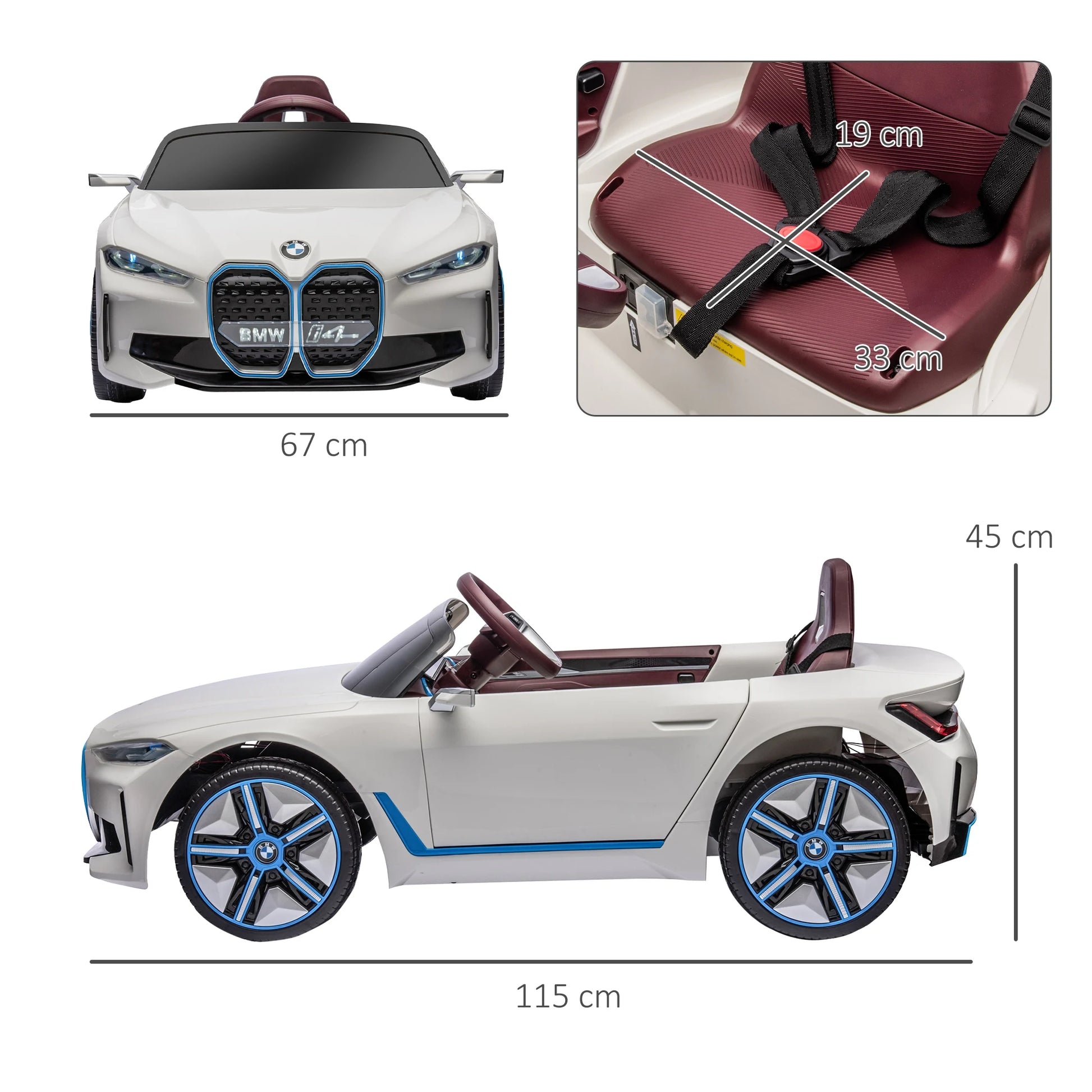 Homcom Electric Car for Children 37-72 Months with Mp3 Music 115X67X45 cm White.
