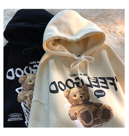Braunbär Männer & Frauen Casual Oversize Hoodies Langarm Pullover Verdicken Paar Hoodie Kapuzenpullover Samt Paar Kleidung.
