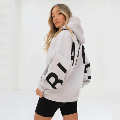 American Retro Letter Print Oversized Sweatshirt Women Harajuku Y2K Trendy Streetwear Top Chic Colorful Versatile Casual Hoodie