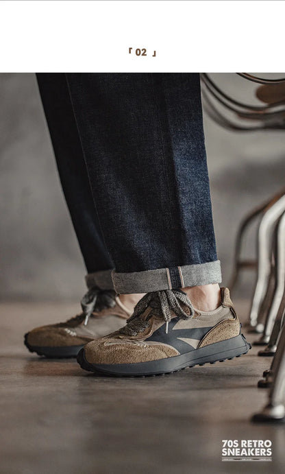 Maden Frühling Vintage Dickbesohlte Patchwork Schwarze Sneakers Lässige atmungsaktive Joggingschuhe Low-Top-Schnürschuhe Sportliche Sommerschuhe