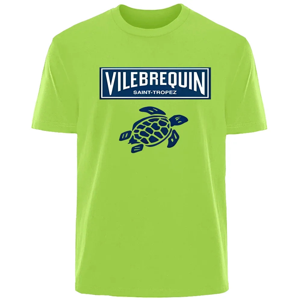 Interesting turtle outdoor travel vacation T-shirt for men, 100% pure cotton comfortable, loose and breathable top for summer.