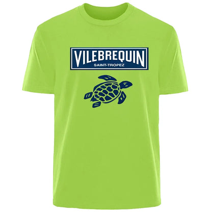 Interesting turtle outdoor travel vacation T-shirt for men, 100% pure cotton comfortable, loose and breathable top for summer.