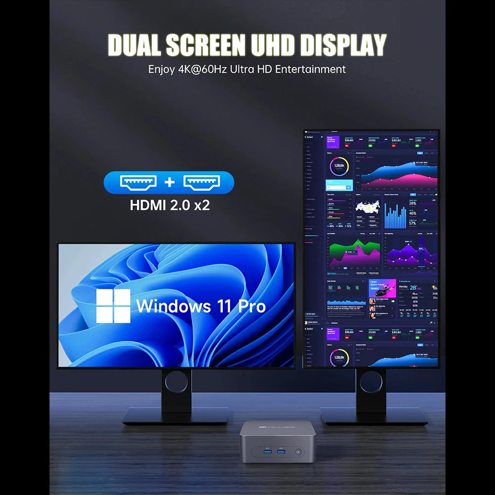 MLLSE G3 Mini PC Intel 12th Alder Lake N100 DDR4 8GB RAM 256GB ROM WiFi 5 BT4.2 Windows 11 Pro Desktop Computer  HDMI*2.