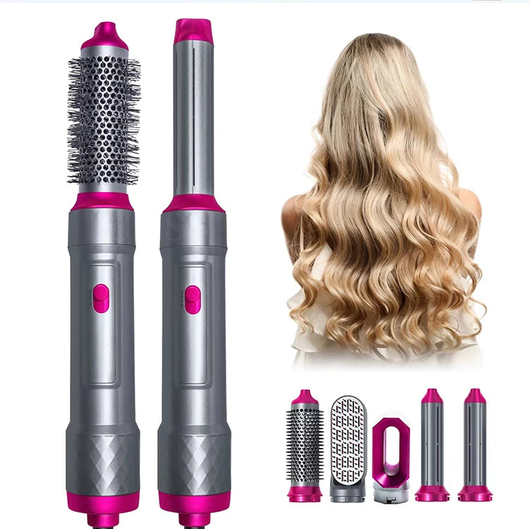 Hair Dryer 5-In-1 Electric Hair Comb Negative Ion Straight Curler Brush Blow Dryer Air Comb Removable Brush Kit Tool