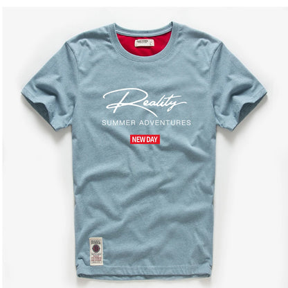 Men's T-shirt Cotton White Blue T Shirt Men Autumn Summer Causal O-neck Basic Tshirt Male High Quality Classical Tops Designer.