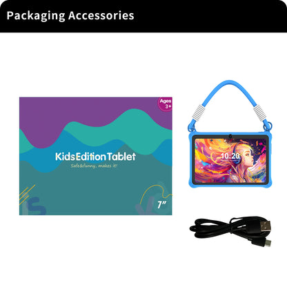 PRITOM Kids Tablet 7 inch Android 13 4GB (2+2 expandable) RAM 32GB ROM WiFi Bluetooth Learning Software Installed with Lanyard.