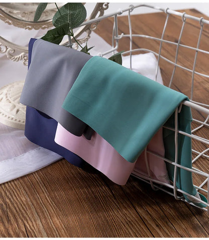 3Pcs Plus Size Underwear Women's Panties Ice Silk Solid Color Ladies Seamless Underpant Girls Briefs Breath Sexy Lingerie Female.