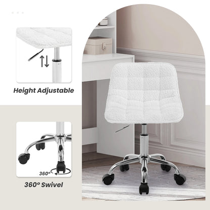 WOLTU Drehbarer Bürostuhl aus Samt, Make-up-Arbeitsstuhl, Ankleidehocker mit Rückenlehne, höhenverstellbarem, gepolstertem Sitz