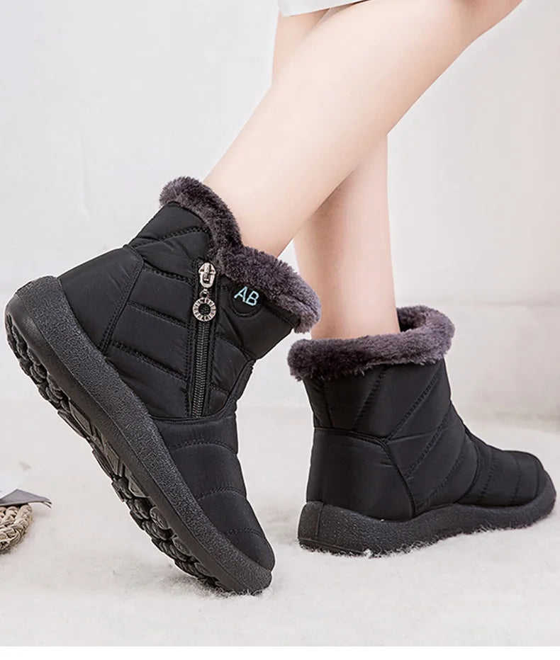 Women's Boots Women's Ankle Boots With Fur Winter Shoes Women Low Heels Winter Boots Snow Waterproof Botas Mujer Winter Footwear.