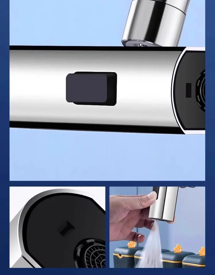 Three-speed Waterfall Water Outlet Multi-function Faucet Extender Universal Rotating Nozzle Splash-proof Kitchen Artifact