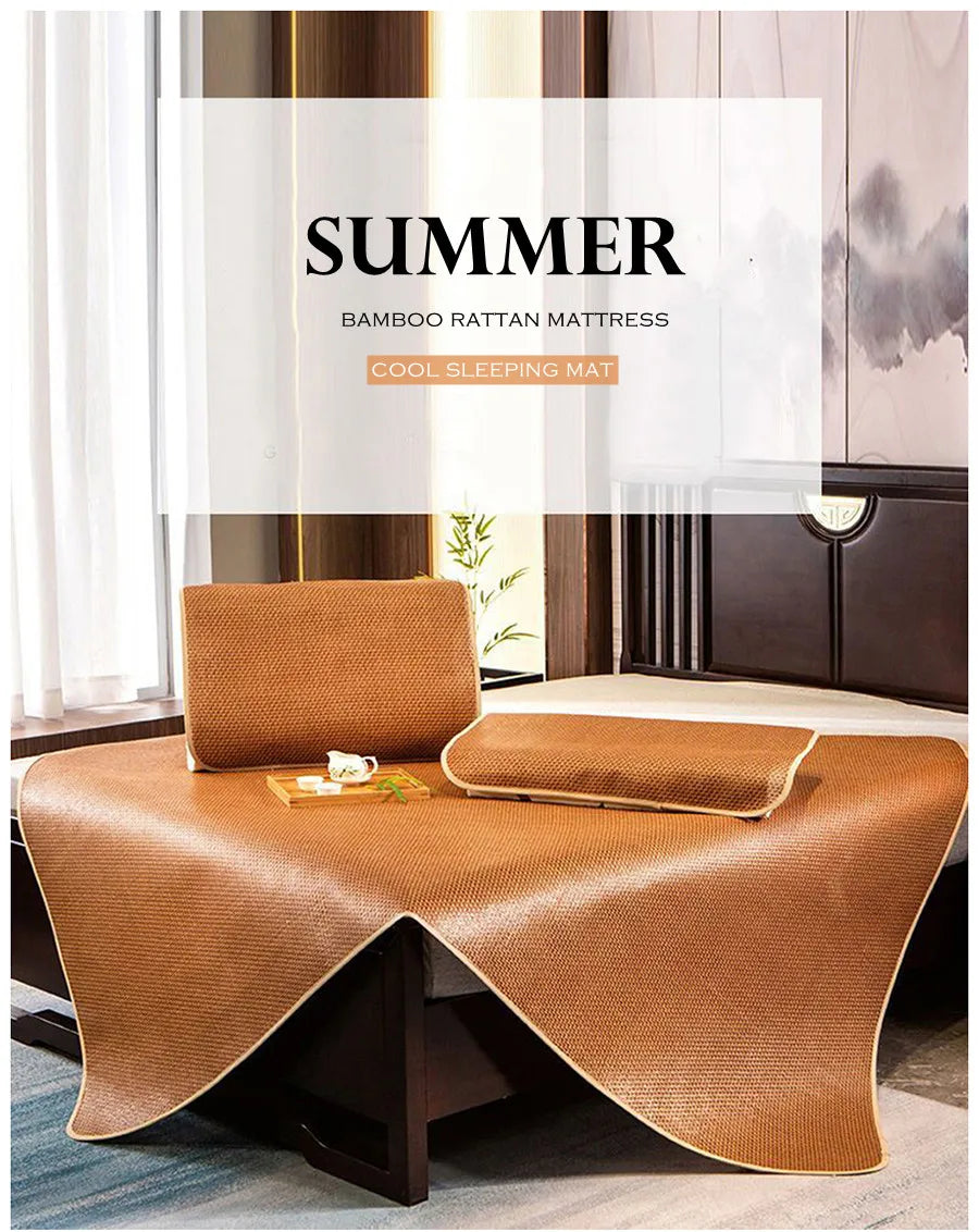 WASART Summer bamboo rattan mattress adult baby cool sleeping mat kit 90/150 single double bed foldable sheet bed protection pad.