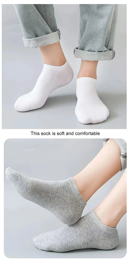 10/12/20/40 Pairs Men Boat Socks Business Sport Sweat Absorption Mature Summer Autumn Solid Color Soft Non Pilling Ankle Socks.
