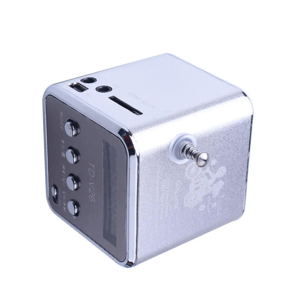 TD-V26 Speaker Mini FM Radio Receiver MP3 Music Player LCD soundbar Micro SD TF Music Stereo Loudspeaker for Laptop.