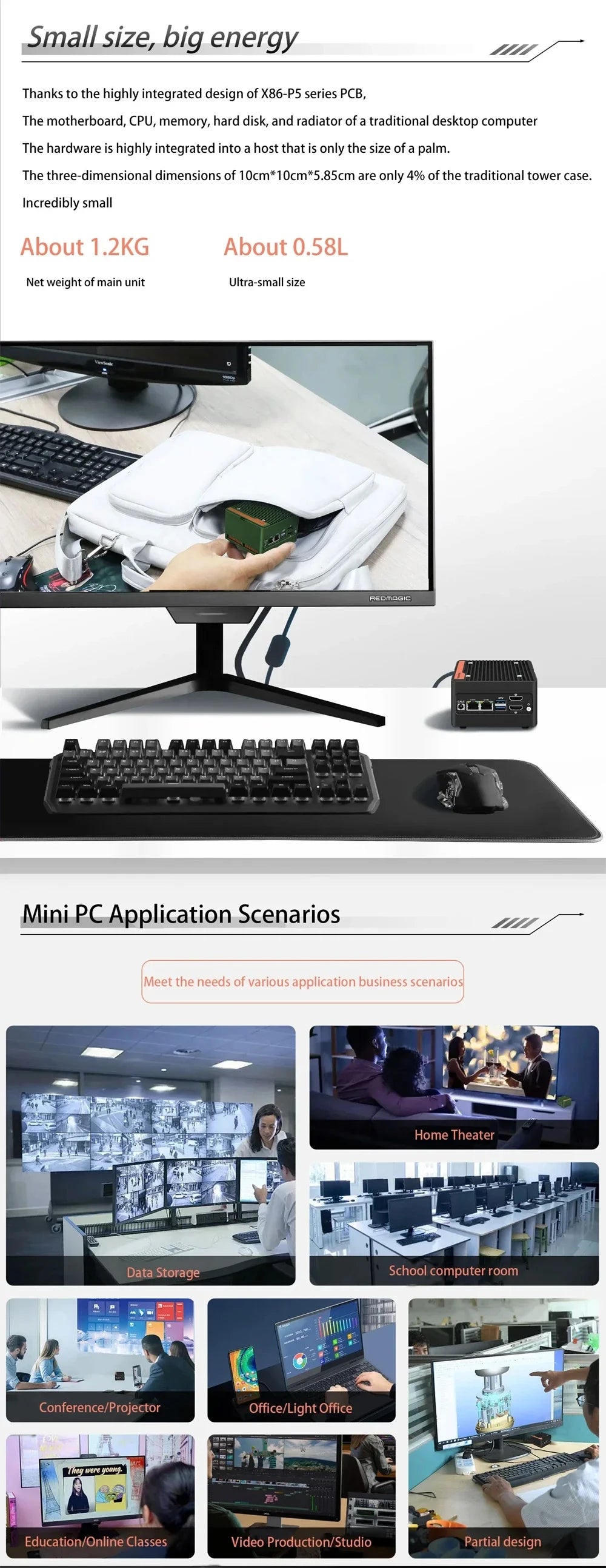 Mini PC Ιntel 12th Alder Lake-i3-N305 N100 Computer Windows 11 Pro Linux Ubuntu Dual LAN Home/Office Development NAS Computer.