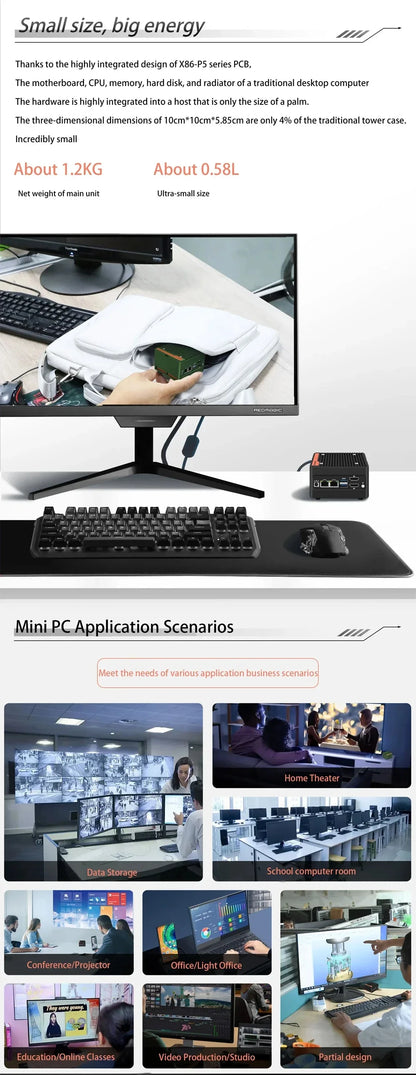 Mini PC Ιntel 12th Alder Lake-i3-N305 N100 Computer Windows 11 Pro Linux Ubuntu Dual LAN Home/Office Development NAS Computer.