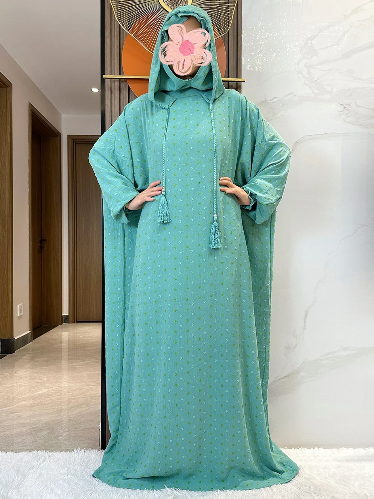 Latest Ramadan Soft Cotton Prayer Abaya Double Hats Dubai Turkey Islam Prayer Clothes Fabric Dresses Islam Women Dress Kaftan.
