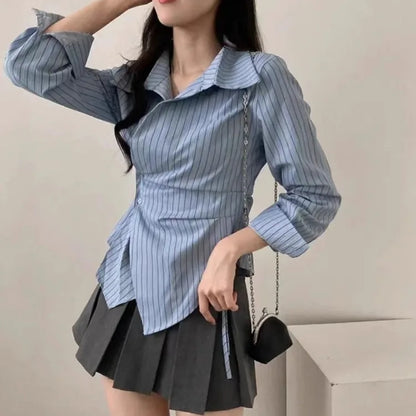 Spring Autumn Casual Striped Shirt Women Shirts Fashion Female Long Sleeve Slim Blouse Tops Office Lady Shirts.