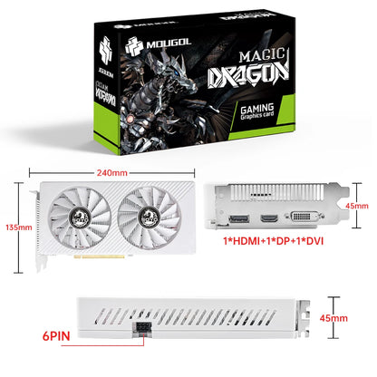 MOUGOL AMD Radeon RX580 8GB Graphics Card GDDR5 Memory 2048SP 256Bit PCI-E3.0x16 GPU DP DVI for Computer Gaming Video Card.