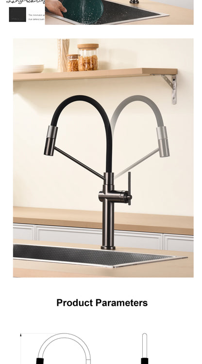 Modern chrome brass pull-out hot and cold water single hole kitchen faucet luxury 2 function drinking water mode sink faucet