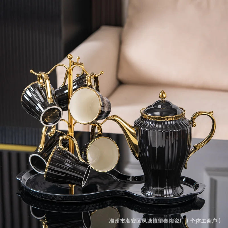 New high-value European ceramic coffee set, color glaze, high-end Phnom Penh coffee cup saucer, afternoon tea set