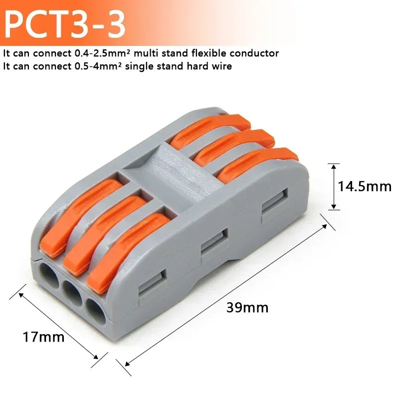 1~100pcs Quick Wire Connectors Universal Compact Splicing Wiring Cable Connection 0.08-4.0mm2 Push-in Conductor Terminal.