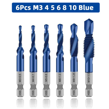 SIQICNC Schaft Titanbeschichtetes HSS-Schraubgewinde Metrisches Gewindebohrer Bohrer Schraubenmaschine Compound Tap M3 M4 M5 M6 M8 M10 Handwerkzeuge