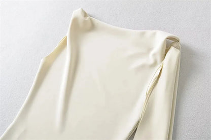 Women Sleek Stretch Knotted Top Fuchsia SLEEVELESS WITH BOAT NECK  ONE-SHOULDER TIE.